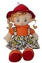 HELLO BABY Curly Doll Super Soft Huggable Doll Toy for Kids | Washable Cuddly Stuffed Soft Plush Toy Helps to Learn Role Play-45Cm (RED/Orange)
