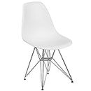 Flash Furniture Elon Series White Plastic Chair with Chrome Base