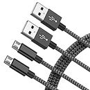 PS4 Controller Charging Cable, [2Pack 10FT] Micro USB 2.0 Nylon Braided High Speed Data Sync Cord for Playstation 4, PS4 Pro/Slim Controllers, Xbox One X/S Controllers, Android Phones -BlackGrey