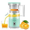 Electric Citrus Juicer, Rechargeable Juicer Machine with USB Cable and Cleaning Brush, Orange Lime Lemon Grapefruit Juicer Squeezer, Easy to Clean Portable Juicer(Mint Green)