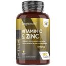 Vitamin C and Zinc 180 Tablets 1000mg 6 Months Supply | Natural Supplement