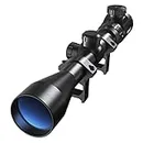 Pinty Telescope 3-9x40 Sniper Rifle Scope Optics R4 Reticle Crosshair Air Gun Scopes with Mounts for Hunting (3-9x40 Red Green Mil-Dot Illuminated)