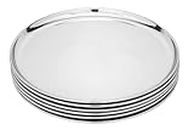 KC Hilites Stainless Steel Dinner Plate Set of 4 Pieces (29.5cm Dia, Royal Design, Silver)