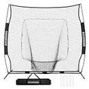 BALWONER 7 x 7 ft Baseball Softball Practice Net Set with Carry Bag for Batting Hitting and Pitching Black