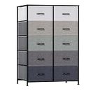 LLappuil Dresser for Bedroom with 10 Drawer, Tall Dressers Chest of Drawers for Closet Living Room Hallway, Fabric Storage Tower for Clothes with Sturdy Frame, Wood Board, Wood Handles, Grey