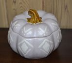 Pier 1 Pumpkin Bowl Dish with Lid Stoneware 5" by 6" Western Theme 