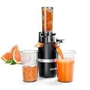 CRANDDI Mini Juicer 16oz Cup, Compact Small Space-Saving Masticating Slow Juicer, Cold Press Juice Extractor with Brush and Reverse Function for Fruit Vegetable Juice, Easy to Clean, M-228 Black