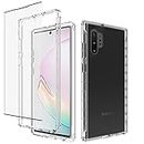 Vavies Compatible with Galaxy Note 10 Plus/Note 10+ N975U Case with Tempered Glass Screen Protector, Full Body Shockproof Clear Flexible Protective Cover Cases for Samsung Galaxy Note 10 Plus (Clear)
