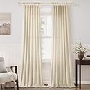 Aersas Linen Curtains 102 Inches Long for Living Room Pinch Pleated Draps with Hooks for Track Lagre Window Back Tab Boho Farmhouse Flax Burlap Bedroom Curtain 2 Panels Oatmeal Beige