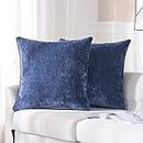 HPUK Cashmere Pillow Covers Pack of 2, Decorative Square Cushion Covers, Set of 2 Couch Pillows for Sofa Couch, Living Room, Bedroom, Office, 26 x 26 inch, Navy