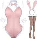 Pratiharye Wool Blend Bunny Costume - Rabbit Outfit - Naughty Lovely - Cosplay Costumes for Women - Bunny Bodysuit - Roleplay Lingerie for Women - pink-L