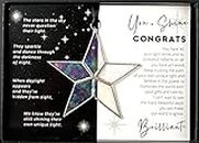 Handmade Iridescent Stained Glass Star with Heartfelt Congratulation Message (Congrats) - Graduation Gift/New Job Gift/New Chapter Gift/Gift for New Beginnings (Congrats)