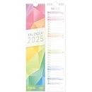Häfft® Streifenkalender 2025 "Rainbow" 9 x 41,6 cm - schmaler Wandkalender, Wandplaner für Küche oder Flur zum Eintragen von Terminen & Geburtstagen - nachhaltig & klimafreundlich