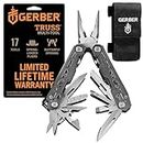 Gerber Gear Truss 17-in-1 Needle Nose Pliers Multi-tool with Sheath - Multi-Plier, Pocket Knife, Serrated Blade, Screwdriver, Bottle Opener - EDC Gear and Equipment - Gray