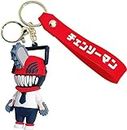 Blue Chainsaw Man Keychain with Hook & Strap for Anime Fans Multicolour Key Chains (Chainsawman Key).