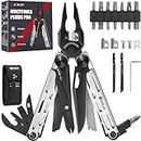 BIBURY Multitool Pliers, Stainless Steel 31-in-1 Multi Tool Pliers with Replaceable Wire Cutters and Saw, Foldable Multitools with Scissors and Screwdriver, Ideal for Camping, Survival, Gift for Him
