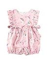 Infant Toddler Baby Girl Romper Rainbow Unicorn Printing Ruffle Bodysuit One Piece Jumpsuit Onesie Spring Summer Clothes Outfit (Pink, 12-18Months)