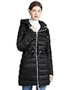 ROYAL MATRIX Women's Reversible Puffer Jacket - Hooded Parka Coat Winter Warm Long Coat Quilted Puffer Coat with Pockets, Black, Medium