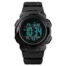 SKMEI Men's Digital Sports Watches, Military Outdoor Waterproof Wrist Watch Multifunction Black Watches for Men