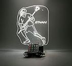 Mirror Mania Lacrosse Light Up Night Light Lamp LED Free Engraved Custom Name Personalized Lacrosse Player Table Lamp, with Remote, 16 Different Color Options, Dimmer, It's Wow, Great Gift