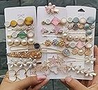 Annacreations Korean Fashion Style Pearl Rhinestone Metal Hair Clips Hair Pin Stylish Hair Accessories Jewellery For Women's And Girls, Multicolour 24 Count (Pack of 1)