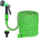 CLMCL 25ft/50ft/100ft/125ft/150ft Expandable Garden Hose Pipes, Expandable Garden Hose Flexible Stretch Water Pipe for Home Lawn Car with 8 Function Professional Water Spray Nozzle (50ft,Green)