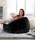 Premium and Luxurious Fur Bean Bag Sofa Chair (Without Beans) (Black)