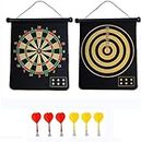 CMLLING Double Sided Board Game Set,Dart Board for Kids,Safety Dart Board,Teenagers and Adults Indoor Outdoor Game Safe Toy Dart Game Set with 6 Darts