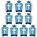Big Dot of Happiness Blue Elegant Cross - Table Decorations - Boy Religious Party Fold and Flare Centerpieces - 10 Count