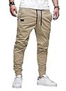 JMIERR Mens Joggers with Pockets Casual Joggers Pants Cotton Drawstring Chinos Pants Hiking Jogger Pants Outdoor Twill Track Jogging Sweat Pants Pants for Men, CA 40(2XL), A Khaki
