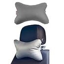Car Neck Cushion, Gaming Chair Cushion, Headrest for Car Seat, Travel Cushion Made of Faux Leather, Comfortable and Waterproof Cushion for Travel, Colour: Grey