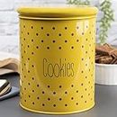 MARKET 99 BISKOOT Biscuit/Cookies Kitchen Jar, Food Storage Canister, Container Yellow - 1700 Ml (Metal)