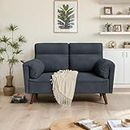 JAMFLY 49'' Loveseat Sofa, Small Couch for Living Room, Mid Century Modern Love Seats with Back Cushions and Solid Wood Legs, Upholstered 2-Seater Small Sofa for Small Space, Bedroom