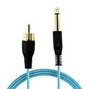 AWADUO Tattoo Clip Cord Gold-plated Cable, Professional Rubber Tattoo Clip Line Cable 6.35mm to RCA OD 2.2 Cords for Tattoo Pen/Rotary Tattoo Machine(Blue/1.8M)
