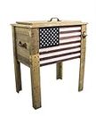 BACKYARD EXPRESSIONS PATIO · HOME · GARDEN 909939-NM Wooden Beverage Cooler for Porch, Deck or Patio-American Flag Design-57 Qt-Backyard Expressions, Natural Wood