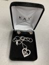 Kay Jewelers Rose Gold & Sterling Diamond Triple Heart Set