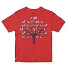 Heybroh Kids T-Shirt Butterfly Tree 100% Cotton Boy's Girl's Regular Fit Unisex T-Shirt (Red; 9-10 Years)