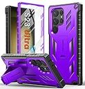 FNTCASE for Samsung Galaxy S23-Ultra Case: Military Grade Drop Proof Protection Mobile Cover with Kickstand | Matte Textured Rugged Shockproof TPU | Protective Sturdy Phone Case - Purple