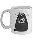 I Really Like Cats Cute Black Cat Coffee & Tea Mug, Accessories, Stuff, Items, Products, Things, Décor And Office Supplies For A Crazy Kitty Lover Girl, Lady, Man Or Guy (11oz)