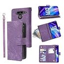 Compatible with LG V40 ThinQ Wallet Case and Premium Vintage Leather Flip Credit Card Holder Stand Cell Accessories Phone Cover for LGV40 Storm V 40 Thin Q V40ThinQ LG40 40V 40ThinQ Women Men Purple