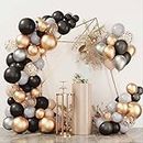 ITAF Gold Silver & Black Metallic Shiny Balloons and Gold Confetti Balloons For Birthday/Anniversary/Engagement/Wedding/Farewell/Any Special Event Theme Party Decoration - Pack of 50