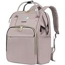VANKEAN 15.6-16.2 Inch Laptop Backpack Carry On for Women Computer Work Backpack, Water Proof College Daypack with USB Port RFID Pocket, Business Travel Light Dusty Pink