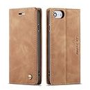 QLTYPRI Case for iPhone 7 iPhone 8 iPhone SE 2020, Vintage PU Leather Wallet Case Card Slot Kickstand Magnetic Closure Shockproof Flip Folio Case Cover for iPhone 7 8 SE 2020 - Brown