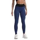 SHAPERX Gym wear Leggings Ankle Length Workout Active wear | Stretchable Striped Jeggings | High Waist Sports Fitness Yoga Track Pants for Girls & Women (28, Blue)