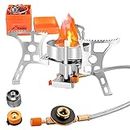 WADEO Camping Backpacking Stove, Outdoor Camp Gas Stove Burner Portable Windproof Stove with Butane and Progane Conversion Adapter for Picnic Hiking