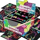 ZMLM Rainbow Scratch Mini Notes - 165 cartes holographiques en papier à gratter magique pour enfants DIY Bulk Party Favor Art Craft Supplies Kit Cadeau d’anniversaire Easter Basket Stuffers Toy