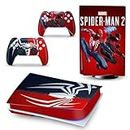 Khushi Decor Spider Man 2 3M Vinyl Sticker Decals for Playstation 5 Disk Version Console and Two Dual Sense 5 Sticker Skins Black PS5 Skin Console and Controller Design [Video Game]