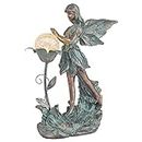 TERESA'S COLLECTIONS Garden Fairy, Large Bronze Garden Sculptures & Statues with Solar Outdoor Light, Yard Art Lawn Ornaments for Outdoor Decor, Ideal Housewarming Gifts for Mom Mother Day 10.6"