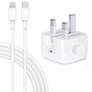 [Apple MFi Certified] iPhone 20W PD Fast Charger, Type C Power Block Wall Charger Plug Adapter with 6.6FT USB-C to Lightning Cable Compatible with iPhone 14 13 12 11 Pro Mini XS XR X, iPad, AirPod