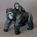 Gorilla MaMa & Baby Bronze Sculpture King Kong Figurine Statue Signed Numbered